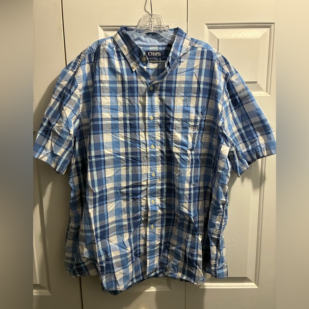 Chaps White and Blue Checkered Men's Shirt
